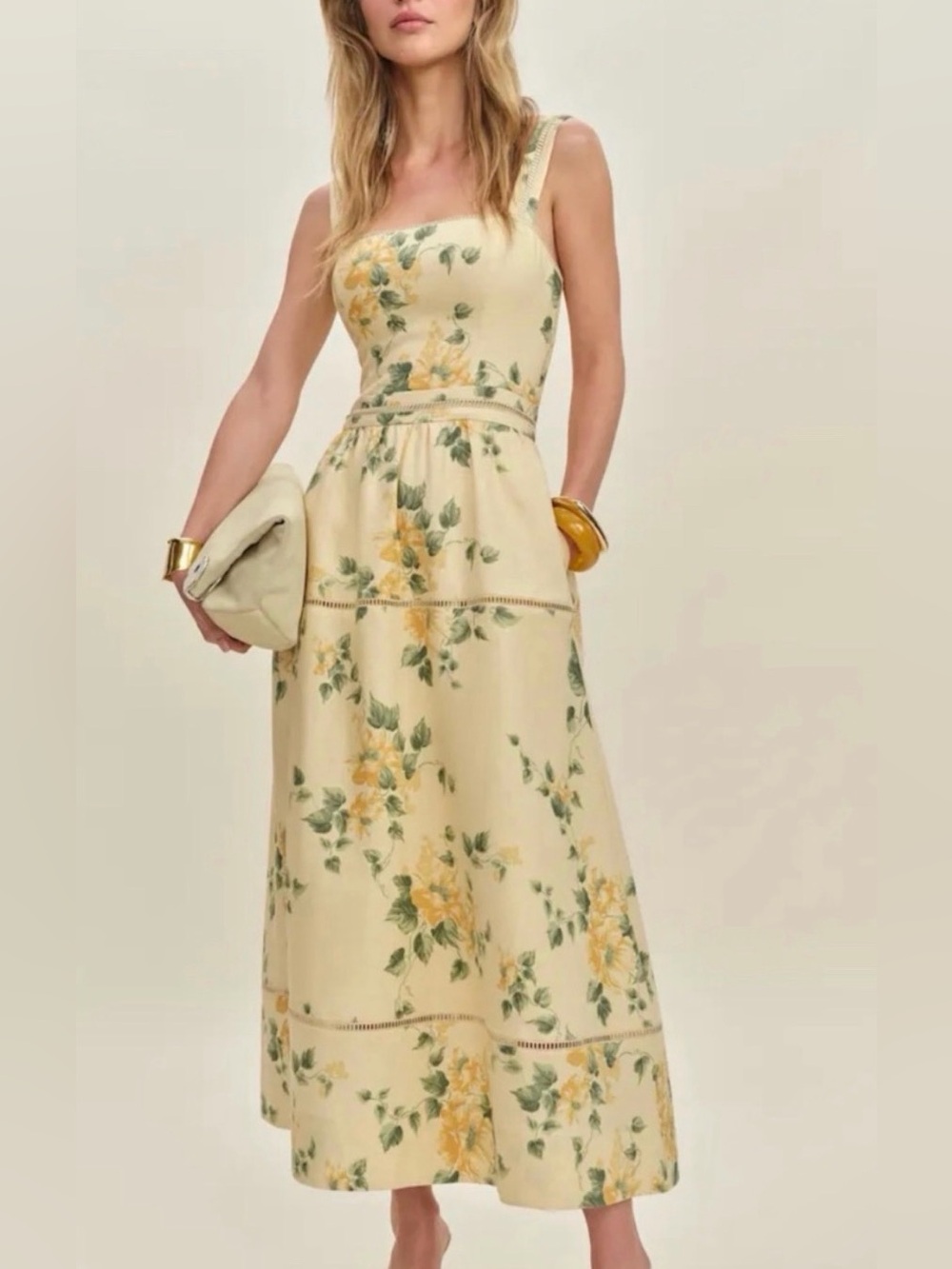 Reformation Yellow Floral Maxi Dress - Sleeveless Summer Dress